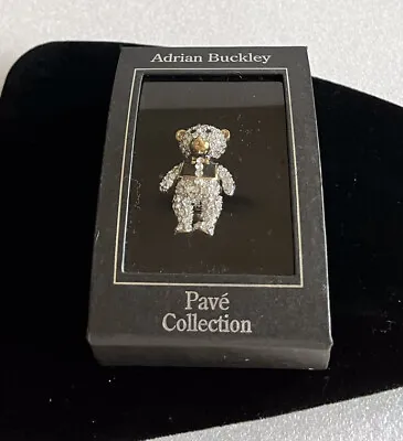 £15 • Buy Boxed Adrian Buckley Silver Tone Teddy Bear Pave Collection Brooch