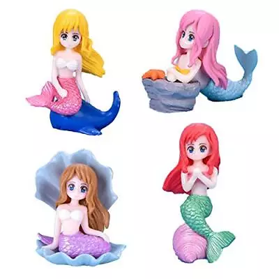 Miniature Mermaid Figurines 4 Pcs Shell Mermaid Doll Cake Toppers Mermaid F... • $18.64
