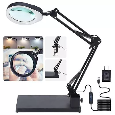 Magnifying Glass With Light And Stand 10X Magnifying Lamp With Clamp 5  Lar... • $62.48