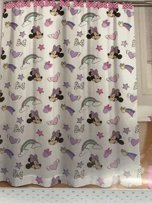 $30 • Buy Disney Minnie Mouse Fabric Shower Curtain And Hooks Set - New