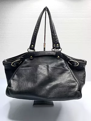 Monserat De Lucca Saffiano Docente Tote Large Satchel Bag Black Double Handles • $75.47