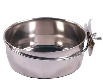 12.5cm CLAMP ON PET BOWL FEEDING WATER DOG CAT RABBIT BIRD DISH FOOD ANIMALS UK • £5.99