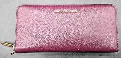 Authenticated Michael Kors Bordeaux Lg Travel Continental Wallet • $50.99