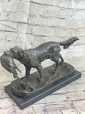 Hot Cast Bronze Golden Retriever Hunting Dog W/ Quail Statue Sculpture Art Decor • $349