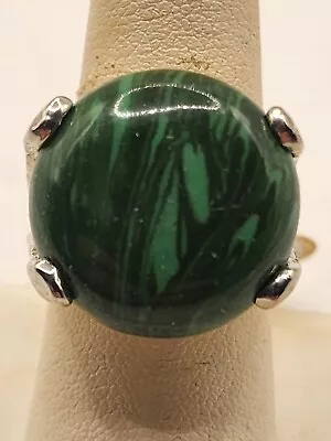 Electroplated Faux Circle Malachite Ring Size 8 • $10