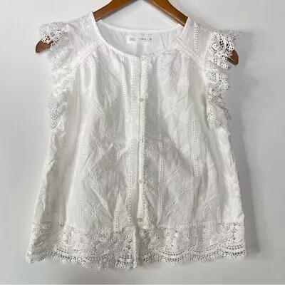 $25 • Buy Zara Girls White Lace Top Size 13-14 Years