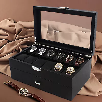 24 Slots Men Watch Storage Box Large Jewelry Display Case Organizer Holder NEW • $46.55