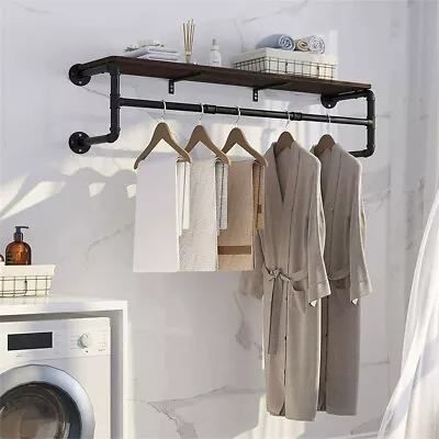 Heavy Duty Wall Mounted Clothes Rail Metal Garment Hanging Wardrobe Storage Rack • £19.97