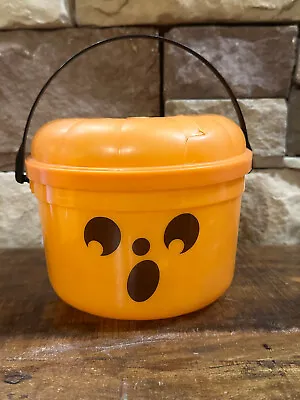 Vintage McDonalds 1986 McBoo Happy Meal Halloween Pumpkin Bucket W/Cracked Lid • $14.99