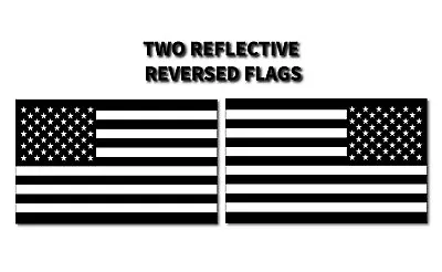 2x REFLECTIVE REVERSED BLACK American Flag Made In USA Decal 3M Stickers TRUCK • $1.99