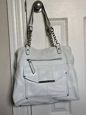 B. Makowsky Bag Soft White Leather Large Shoulder Straps With Chains. 60 • $39