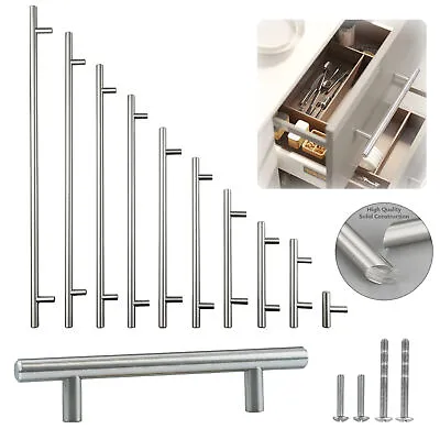 Solid Stainless Steel Brushed Nickel T Bar Kitchen Cabinet Handles Pulls 2 -24  • $6.45