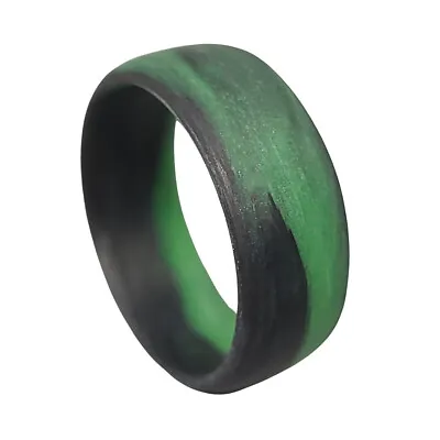 Men's Or Women's Carbon Fiber Green Marbled Glow Ring -Made In USA- Sizes 4-16 • $79.95