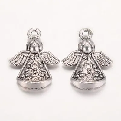 10 X Angel Fairy Christmas Charms Jewellery Making Pendants Tibetan Silver • £2.29