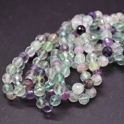 Grade A Natural Rainbow Fluorite Faceted Round Beads 6mm 8mm 10mm • £16.99