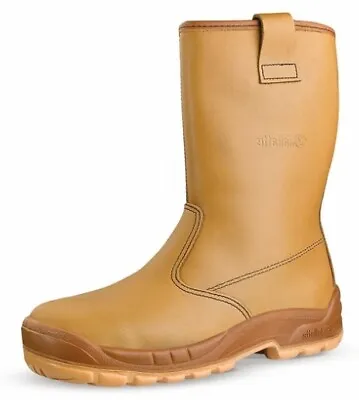 Mens Womens Jallatte Jalaska Rigger Safety Boots Steel Toe Cap Tan Leather J0266 • £79.99