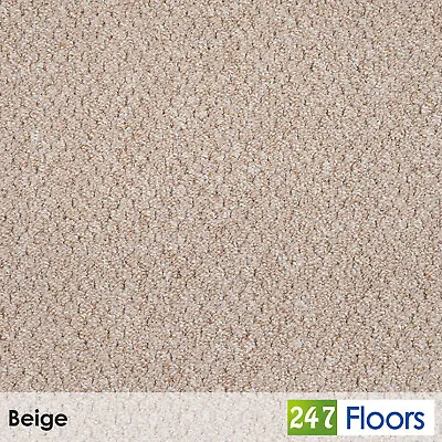 Beige Bosley Loop Carpet Feltback Hard-Wearing Stain Resistant Hallway Stairs • £71.92