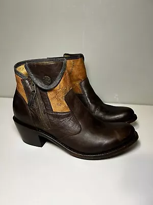 NEW JB Dillon Western Ankle Boots Booties Shoes Womens Size 9.5 Brown Leather • £53.19