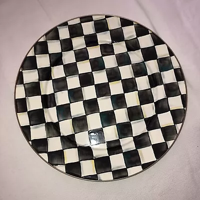 New Mackenzie Childs Black And White Courtly Check  Round Enamel Serving Platter • $89.99