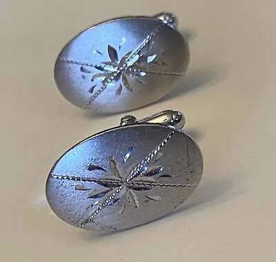 Stunning Vintage Signed Anson Sterling Silver Diamond Cut Cufflinks • $9.99