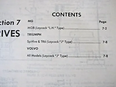 Triumph Spitfire Mg  Mgb Volvo Laycock J And Lh Type Overdrive  Service Guide • $29.99