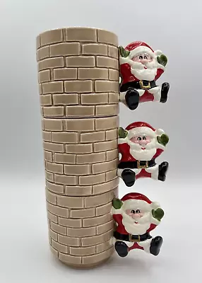 Vintage Santa Claus Christmas Mugs Enesco Stackable  Japan Set Of 3 Brand New • $32.95