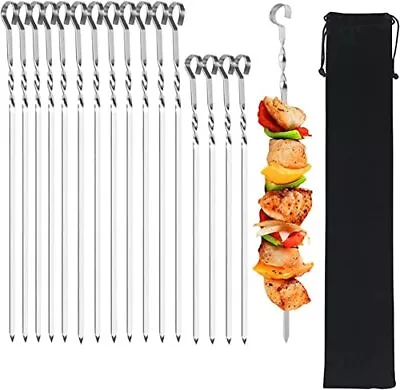 Kabob Skewers Flat Metal Stainless Steel BBQ Barbecue Skewer • $9.56