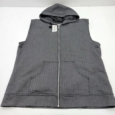 Buckle Men's Large Vance Standard Fit Full Zip Gray Black Hoodie Vest NWT • $27.99