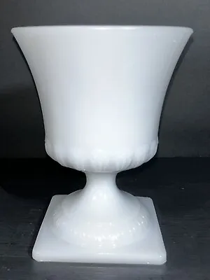 E.O. Brody Co. Vintage White Milk Glass 7  Tall Footed Vase/Planter/ Grecian Urn • $13