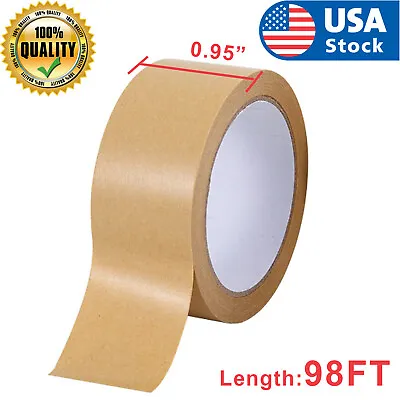 $7.98 • Buy 98ft Paper Kraft Shipping Packing Box Carton Sealing Roll Tape Writable Brown