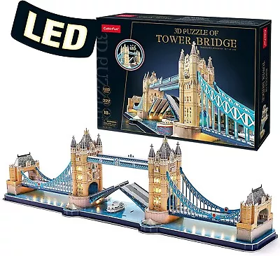 LED London Tower Bridge 3D Puzzles For Kids Adults 89 * 24 * 20 CM AGE 10+ • £29.80