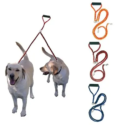 $19.95 • Buy 2 Way No Tangle Coupler Multiple Duplex Double Dog Pet Walking Nylon Leash Lead