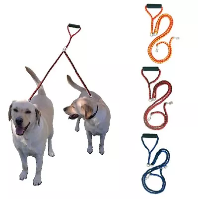 $15 • Buy 2 Way No Tangle Coupler Multiple Duplex Double Dog Pet Walking Nylon Leash Lead