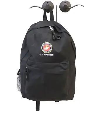 USMC Marines Black Backpack School Bag With USMC Logo Adjustable Straps • $19.38