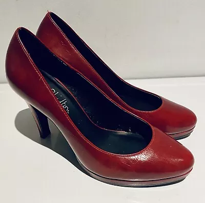 Jane Shilton Stiletto Shoe Keri Red Leather Uk 5 High Heels Platform Sole* • £17