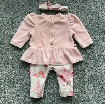 Ted Baker Baby Girl Romper / All In One Suit With Headband - 0-3 Months/62 Cm • £9