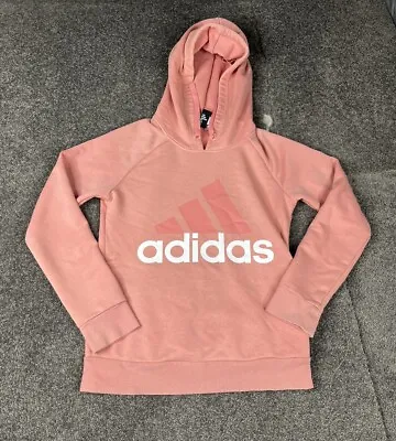 Adidas Badge Of Sport Hoodie Womens Extra Small Pink White Logo Jumper Ladies • $30