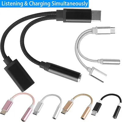 $5.99 • Buy USB Type C To 3.5mm Aux Audio Charging Cable Adapter Splitter Headphone Jack US
