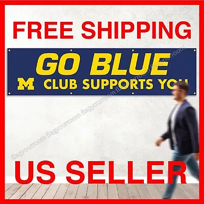 Michigan Wolverines 2x8 Banner Flag GO BLUE Man Cave FREE Shipping • $18.77
