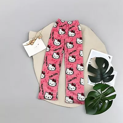 Hello Kitty Pajama Pants Y2k Fairy Sanrio Flannel Autumn Warm Women Pant Fashion • $22.96