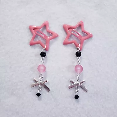 Handmade Beaded Pink Star Hair Clips • $8