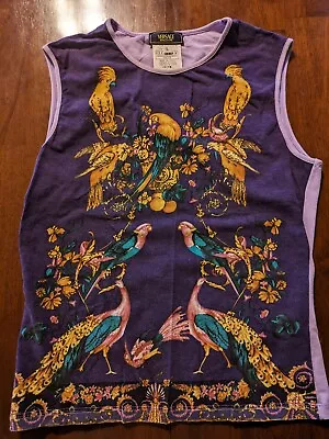 Versace Purple Parrot Bird Print Tank Top Women's Large • $55