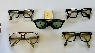 Lot Of 5 Prs. Vintage Safety Eyeglasses With Side Shields ~ One Green Lens • $39.99