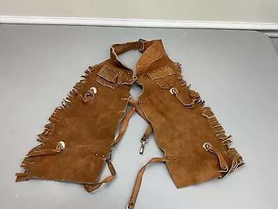 Vintage Sears Child’s 100% Leather Brown Suede Chaps Lg. (2-4 Read Description • $19