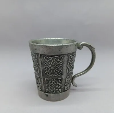 Mullingar Pewter Ireland Double Shot Cup Glass With Handle Celtic Knot Designs • $18