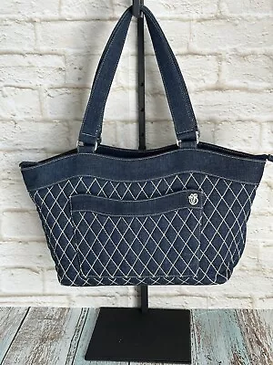 Vera Bradley Denim Shoulder Tote Quilt Dark Wash Zip Closure • $32