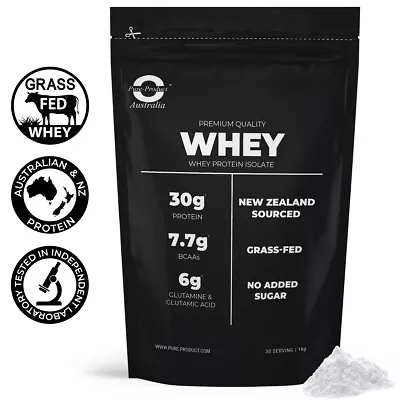 1kg 100%   Whey Protein Isolate Unflavoured  -  Grass-fed   100% Wpi  • $43