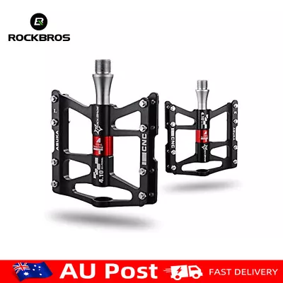 ROCKBROS MTB Mountain Bike Pedals Cycling Flat Bicycle Pedals 9/16  4 Bearings • $38.88