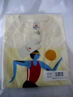 Balance Shirt Medium Cream Cotton Running Marathon Short Sleeve Casual BRAND NEW • $40.48