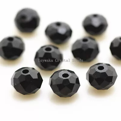 $1.99 • Buy Black Color 2mm 4mm 6mm 8mm Rondelle Austria Faceted Crystal Glass Beads